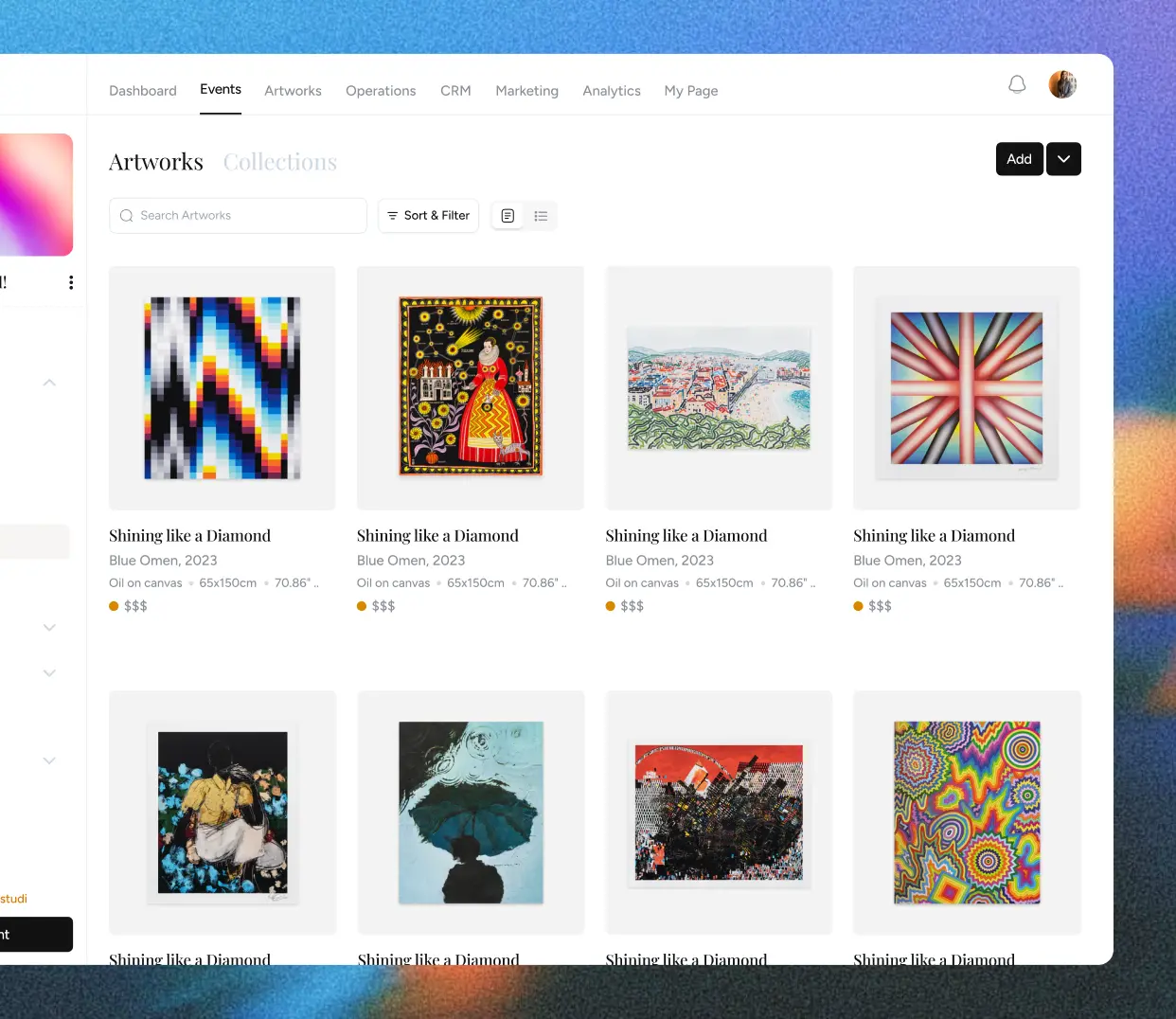 Art Circles artworks management view