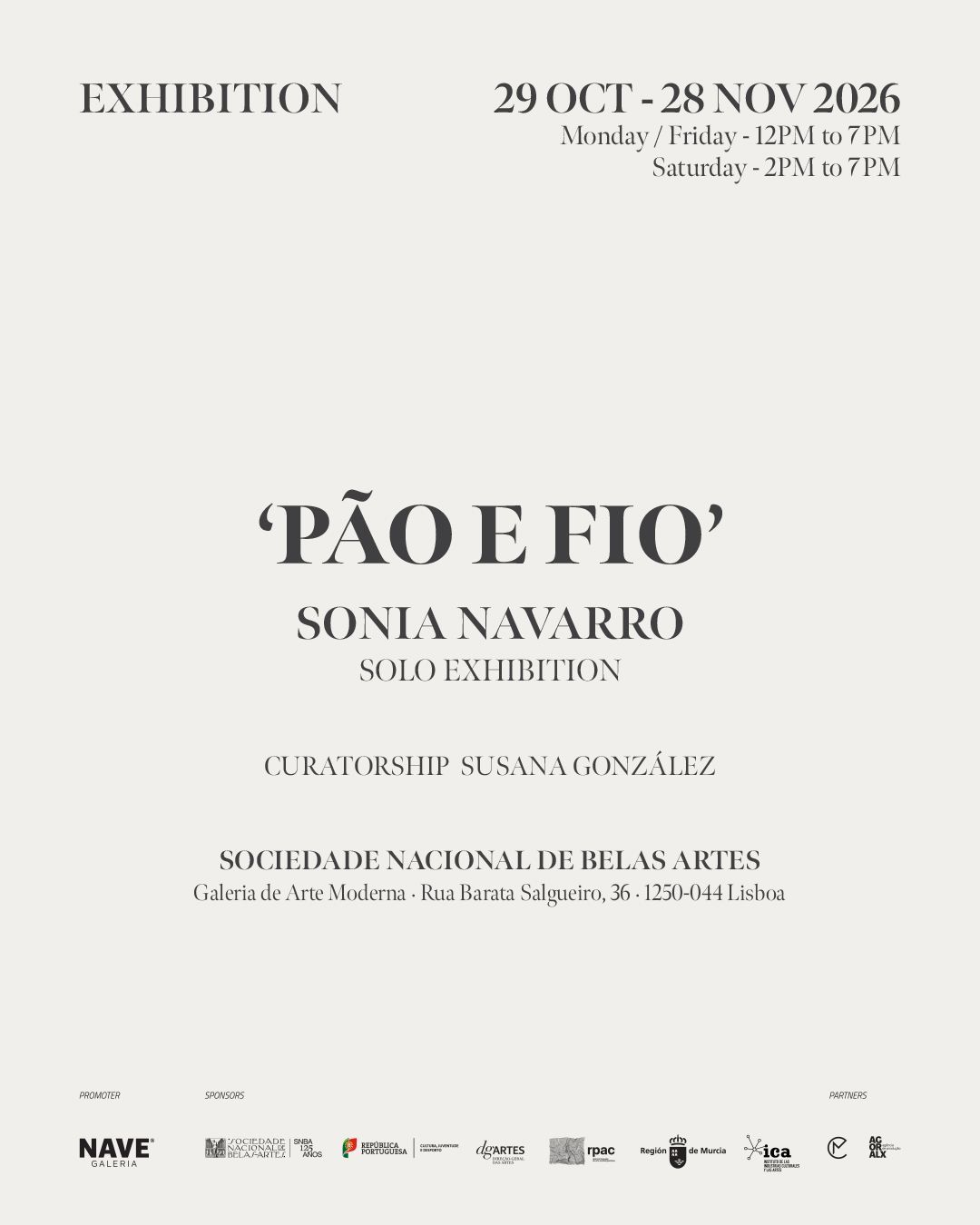 PÃO E FIO Sonia Navarro solo exhibition