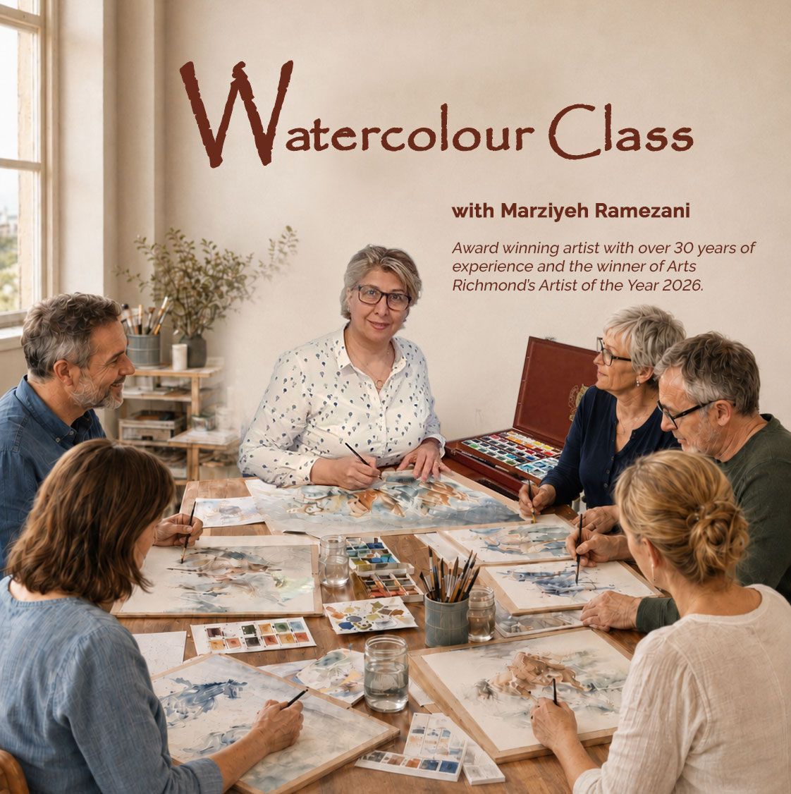Watercolour Painting Course at Richmond with Marziyeh Ramezani